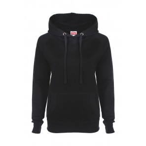 FDM Ladies' Raglan Hoodie - Black - XL
