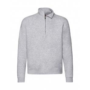 Fruit of the Loom Premium Zip Neck Sweat - Heather Grey - M