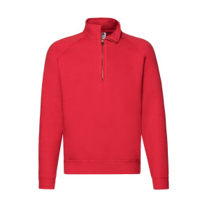 Fruit of the Loom Premium Zip Neck Sweat - Red - M