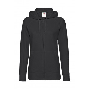 Fruit of the Loom Ladies' Lightweight Hooded Sweat Jacket - Black - M