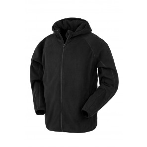 Result Genuine Recycled Hooded Recycled Microfleece Jacket - Black - S