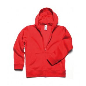 B&C Hooded Full Zip/kids Sweat - Red - 12/14(152/164)