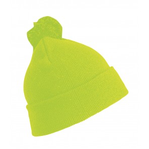Result Winter Essentials Junior Pom Pom Beanie - Fluorescent Yellow - OneSize