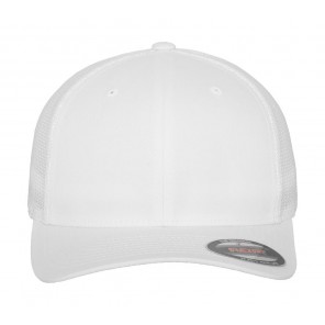 Flexfit Mesh Cotton Twill Trucker Cap - White - S/M