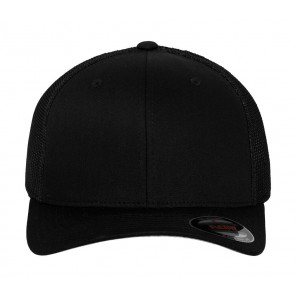 Flexfit Mesh Cotton Twill Trucker Cap - Black - L/XL