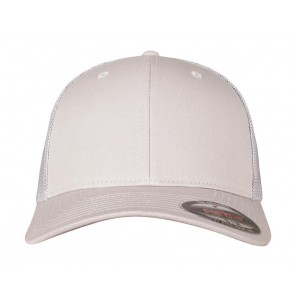 Flexfit Mesh Cotton Twill Trucker Cap - Silver - S/M