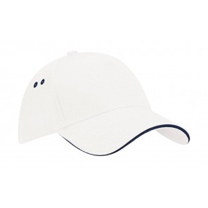 Beechfield Ultimate 5 Panel Cap - Sandwich Peak - White/French Navy - OneSize