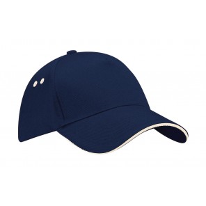 Beechfield Ultimate 5 Panel Cap - Sandwich Peak - French Navy/Putty - OneSize