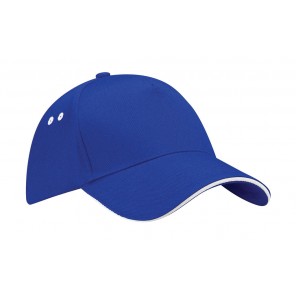 Beechfield Ultimate 5 Panel Cap - Sandwich Peak - Bright Royal/White - OneSize