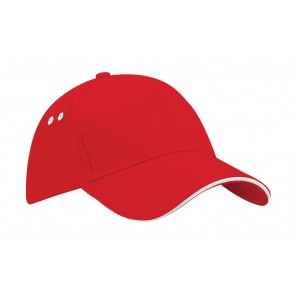 Beechfield Ultimate 5 Panel Cap - Sandwich Peak - Classic Red/White - OneSize
