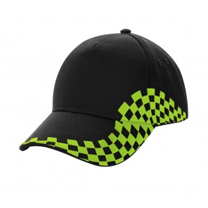 Beechfield Grand Prix Cap - Black/Lime Green - OneSize