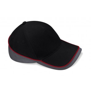 Beechfield Teamwear Competition Cap - Black/Graphite Grey/Classic Red - OneSize