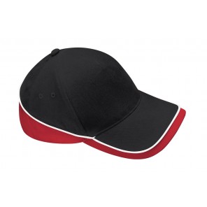 Beechfield Teamwear Competition Cap - Black/Classic Red/White - OneSize