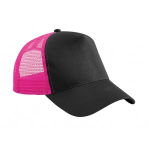 Beechfield Snapback Trucker - Black/Fuchsia - OneSize