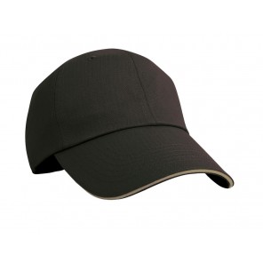 Result Headwear Herringbone Cap - Black/Tan - OneSize