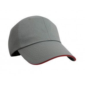 Result Headwear Herringbone Cap - Grey/Red - OneSize