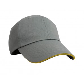Result Headwear Herringbone Cap - Grey/Yellow - OneSize