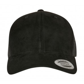 Flexfit Suede Leather Trucker Cap - Black - OneSize
