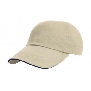 Result Headwear Brushed Cotton Sandwich Cap - Natural/Navy - OneSize