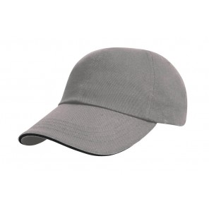 Result Headwear Brushed Cotton Sandwich Cap - Grey/Black - OneSize