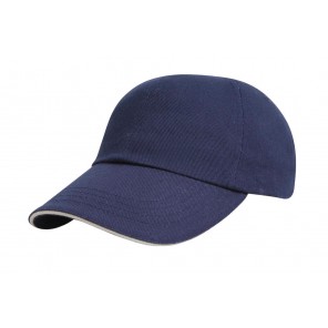 Result Headwear Brushed Cotton Sandwich Cap - Navy/White - OneSize