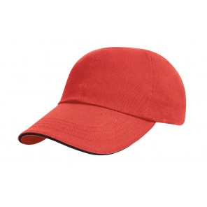Result Headwear Brushed Cotton Sandwich Cap - Red/Black - OneSize