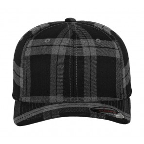 Flexfit Tartan Plaid Cap - Black/Grey - L/XL