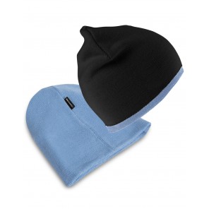 Result Winter Essentials Soft Feel Cuffless Reversible Beanie - Black/Sky - OneSize