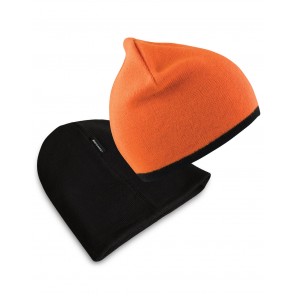 Result Winter Essentials Soft Feel Cuffless Reversible Beanie - Bright Orange/Black - OneSize