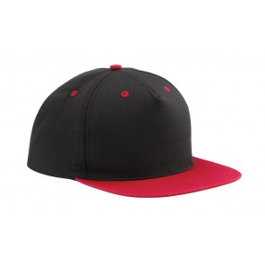 Beechfield 5 Panel Contrast Snapback - Black/Classic Red - OneSize