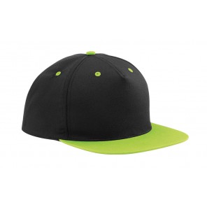 Beechfield 5 Panel Contrast Snapback - Black/Lime Green - OneSize