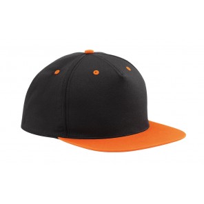Beechfield 5 Panel Contrast Snapback - Black/Orange - OneSize