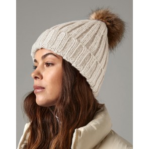 Beechfield Fur Pop Pom Chunky Beanie