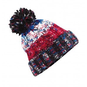 Beechfield Corkscrew Pom Pom Beanie - Black Jacks - OneSize