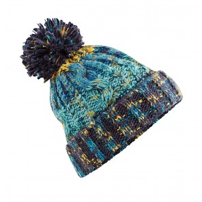 Beechfield Corkscrew Pom Pom Beanie - Marine Splash - OneSize