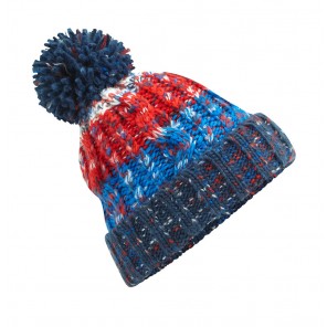 Beechfield Corkscrew Pom Pom Beanie - Chilli Blues - OneSize