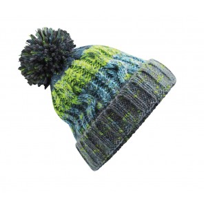 Beechfield Corkscrew Pom Pom Beanie - Electric Grey - OneSize