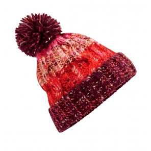 Beechfield Corkscrew Pom Pom Beanie - Cherry Sherbet - OneSize