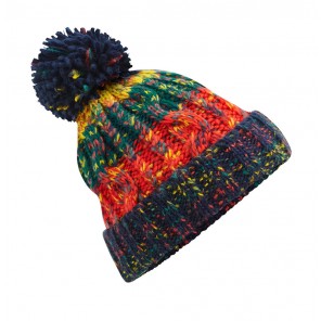 Beechfield Corkscrew Pom Pom Beanie - Crackling Campfire - OneSize