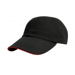 Result Headwear Heavy Cotton Drill Cap - Black/Red - OneSize