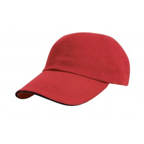 Result Headwear Heavy Cotton Drill Cap - Red/Black - OneSize
