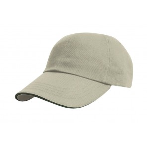 Result Headwear Heavy Cotton Drill Cap - Putty/Bottle - OneSize
