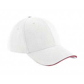 Beechfield Athleisure 6 Panel Cap - White/Classic Red - OneSize