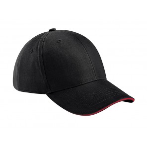 Beechfield Athleisure 6 Panel Cap - Black/Classic Red - OneSize