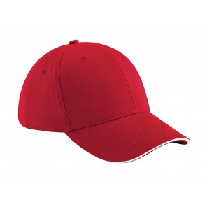 Beechfield Athleisure 6 Panel Cap - Classic Red/White - OneSize