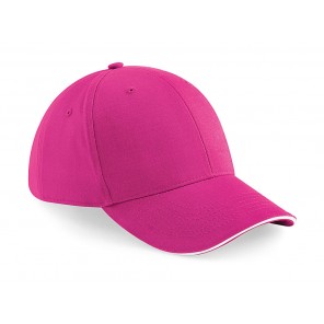 Beechfield Athleisure 6 Panel Cap - Fuchsia/White - OneSize
