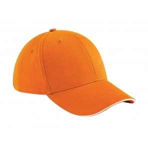 Beechfield Athleisure 6 Panel Cap - Orange/White - OneSize