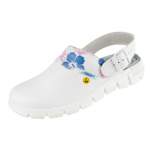 Abeba ESD-Berufsschuhe Dynamic OB Clog weiß mit Motiv HACCP CE ESD SRC