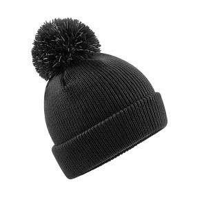Beechfield Junior Reflective Bobble Beanie - Black - OneSize