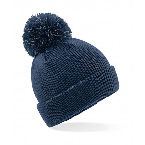Beechfield Junior Reflective Bobble Beanie - French Navy - OneSize